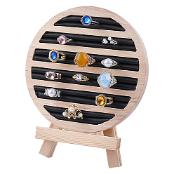 Черный Круглые деревянные подставки для колец, бархатом внутри, держатель органайзера для кольца на палец, чёрные, 14.3x10.1x3.3 см