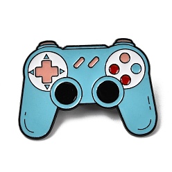 Светло-Голубой Эмалированные значки на тему игр, Черные металлические застежки для значков на лацкан для рюкзака или одежды, игровой контроллер, Небесно-голубой, 29x41 мм