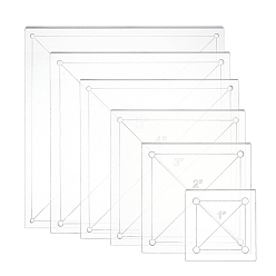 Clear Acrylic Transparent Pressure Plate, Quilting Template, Square, Clear, 34.5x34.5x2.5mm, Hole: 3mm, 6pcs/set