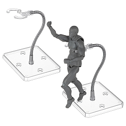 Прозрачный Собранные прямоугольные стенды для демонстрации фигурок из PS-пластика с регулируемым железным кронштейном, держатель для минифигурок, прозрачные, 9.3x7.3x20 см