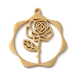 Golden 304 Stainless Steel Pendants, Flower, Golden, 23.5x21.5x1mm, Hole: 1.5mm