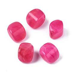 Tief rosa Acryl-Perlen, Nachahmung Edelstein-Stil, Karo, tief rosa, 12x12x8 mm, Bohrung: 1.8 mm, ca. 830 Stk. / 500 g