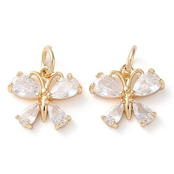 Золотой Покрытие стойки латунь микро-паве прозрачные циркониевые украшения, долговечный, с прыжковых колец, цветок, золотые, 12.5x14x3 мм