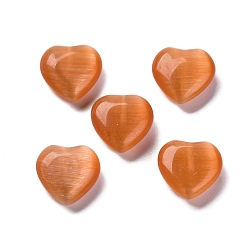 Шоколадный Бусины Кошачие Глаза, сердце, половине просверлил, цвет шоколада, 11.5x11.5x3.5 мм, отверстие : 1 мм