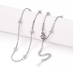 Нержавеющая Сталь Цвет 1.2мм 304 ожерелья из нержавеющей стали с круглыми шариками в стиле бостонской цепи, не тускнеет, цвет нержавеющей стали, 15.94~16.14 дюйм (40.5~41 см)