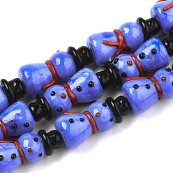 Розовато-лиловый Бусы лэмпворк ручной работы, снеговик, на Рождество, розовато-лиловый, 26x12 мм, отверстие : 1.8 мм, около 20 шт / нитка, 20.08 дюйм (51 см)