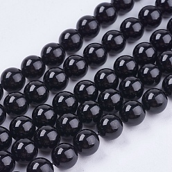 Black Grade AA Natural Tourmaline Bead Strands, Round, Black, 8mm, Hole: 0.8mm, about 46~48pcs/strand, 15.7 inch