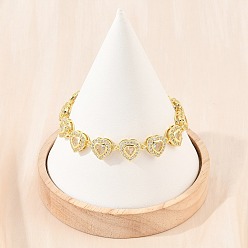 Clair Bracelets de tennis en laiton pavés de zirconiums cubiques en forme de cœur pour femmes, crémaillère plaquage, plaqué longue durée, sans cadmium et sans plomb, réel 18 k plaqué or, clair, 7.17 pouce (18.2 cm)