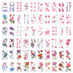 Mixed Patterns 2 Set 2 Style Butterfly & Floral Pattern Temporary Tattoos Stickers, Body Art Paper Stickers, Mixed Patterns, 97x57x0.1mm, 1 style/set