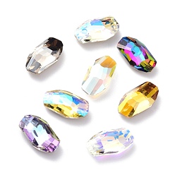 Mixed Color K9 Glass Rhinestone Cabochons, Pointed Back & Back Plated, Faceted, Oval, Mixed Color, 14.5x8.5x5mm