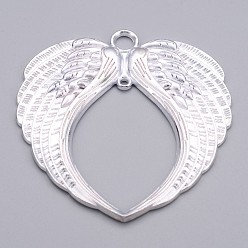 Серебро Тибетский стиль сплава крыла крупные кулоны, без свинца и без кадмия, серебряные, 73x69x4 мм, отверстие : 2~6 мм