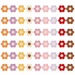 (52) Непрозрачная лаванда 54 шт. 9 цвета полиэстеровые нитки для вышивки приклеиваемые/пришиваемые заплатки, аппликации из ткани, цветок, разноцветные, 28x32x2 мм, 6 шт / цвет