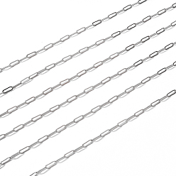 Платина Латунные скрепки, тянутые удлиненные кабельные цепи, пайки, без кадмия, без никеля и без свинца, с катушкой, долговечный, платина, 7.5x3x0.5 мм, около 32.81 футов (10 м) / рулон