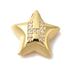 Letter H Стойка металлическая латунная микропрофилированная кубическая циркония подвески, долговечный, без кадмия и без свинца, буквы, реальный 18 k позолоченный, Письмо ч, 15.5x16.5x5.5 мм, отверстие : 3 мм