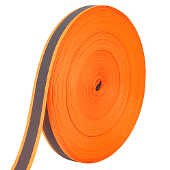 Orange 50M Reflective Polyester Ribbons, for Warning Tape, Orange, 5/8 inch(15mm)