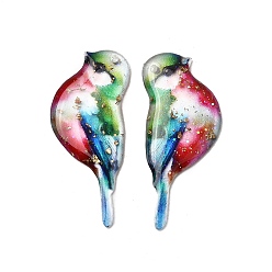 Красный 2шт. подвески из прозрачной эпоксидной смолы, птица, золотой фольгой, красные, 30x13x2.5 мм, отверстие : 1.2 мм, 2 шт / комплект