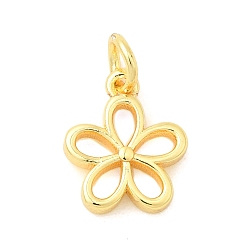 Настоящее золото 18K Латунь прелести, цветок, долговечный, стойки покрытие, с целью перехода в кольце, реальный 18 k позолоченный, 12x10.5x3 мм, отверстие : 3.2 мм