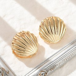 Настоящее золото 14K Латунь обруч серьги для женщин, формы раковины, реальный 14 k позолоченный, 23x15 мм