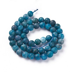 Apatite Natural Apatite Beads Strands, Frosted, Round, 4mm, Hole: 0.8mm, about 95pcs/strand, 15.5 inch(39.5cm)