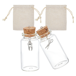 Прозрачный Прозрачное стекло мой первый локон и мой первый зуб книга памятная бутылка, держатель для органайзера для коллекции зубов, с хлопчатобумажной упаковкой и затягивающимися мешочками, прозрачные, 29x65 мм