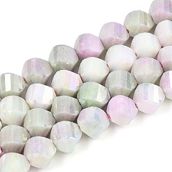 чертополох Антикоррозийные гальванические стеклянные бусины, имитация драгоценных камней, твист, с покрытием AB цвета, граненые, два тона, чертополох, 7~8x7~8x7~8 мм, отверстие : 1~1.2 мм, около 50~54 шт / нитка, 14.76~15.16'' (37.5~38.5 см)