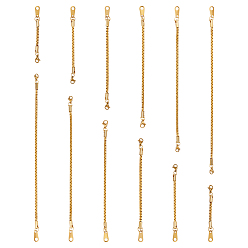 Золотой 12 шт. 6 стили 201 нержавеющая сталь и 304 нержавеющая сталь коробчатые цепи удлинитель цепи, с карабин-лобстерами , золотые, 58~182 мм, 2 шт / стиль