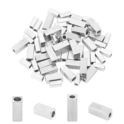 Stainless Steel Color 304 Stainless Steel Beads, Cuboid, Stainless Steel Color, 10x4x4mm, Hole: 2mm, 60pcs/box