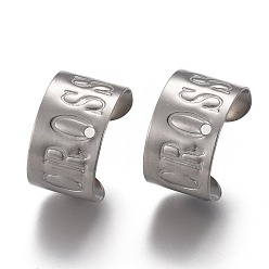 Stainless Steel Color 304 Stainless Steel Cuff Earring Findings, with Word Cross, with Hole, Stainless Steel Color, 12x10x7mm, Hole: 0.9mm
