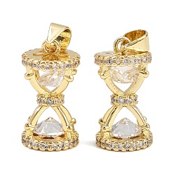 Настоящее золото 18K Латуни циркония кубической подвески, подвески в виде песочных часов, без свинца и без кадмия, долговечный, стойки покрытие, реальный 18 k позолоченный, 18.5x9.5 мм, отверстие : 4x3.5 мм