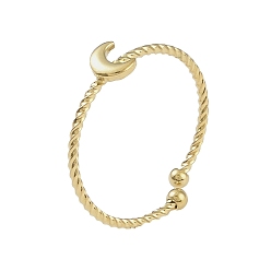 Луна 304 открытые манжеты из нержавеющей стали для женщин, золотые, луна, регулируемый, Луна: 5x4.5 мм