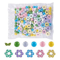 (52) Непрозрачная лаванда Покрашенные брызгами натуральные деревянные бусины, окрашенные, разнообразные, разноцветные, 16 мм, 190 шт / пакет