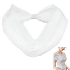 Снежный Нейлоновая свадебная сетчатая шаль, со стразами, снег, 1140x32 мм