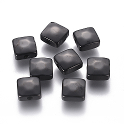 Electrophoresis Black 304 Stainless Steel Beads, Square, Ion Plating(IP), Electrophoresis Black, 8.5x8.5x4mm, Hole: 1.6mm