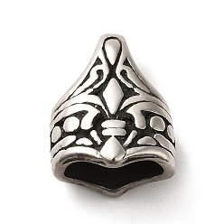 Античное Серебро 304 концы из нержавеющей стали шнур, концевые застежки, античное серебро, 17x13x9 мм, отверстие : 6.5x4 мм, внутренний диаметр: 10x5 мм