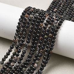 Турмалин Натуральный черный турмалин бисер нитей, круглые, класс b, 4 мм, отверстие : 0.7 мм, около 100 шт / нитка, 15.28'' (38.8 см)