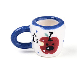Королевский синий Кружка с яблоком из фарфора ручной работы, Ручной обращается фарфор Famille Rose, аксессуары для кукольного домика с микро-ландшафтом, королевский синий, 32~32.5x20~21.5x20~21 мм