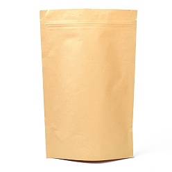 Verge D'or Sac à fermeture éclair en papier kraft biodégradable et écologique, petite pochette en papier kraft, sacs refermables, rectangle, verge d'or, 30x20x0.2 cm, épaisseur unilatérale : 5.9 mil(0.15mm)
