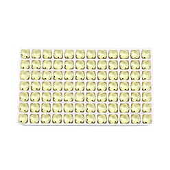 Нарцисс Aurora(jm) пришиваем горный хрусталь, граненый стеклянный горный хрусталь, многожильных ссылки, с латунной оправой золотистого цвета, закругленный квадрат, бледно-желтый цвет, 8.8x8.8x5.5 мм, отверстие : 1 мм