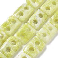 Лимонный Нефрит Натуральные нефритовые бусины, цвет лимона , прямоугольные, 2-луночное, 25x17x5 мм, отверстие : 6 мм, около 16 шт / нитка, 15.75~15.94'' (40~40.5 см)