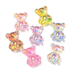 (52) Непрозрачная лаванда Мультяшные прозрачные кабошоны из смолы, переливающийся медведь, AB цвет, разноцветные, 14x11x5.5 мм