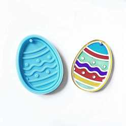 Светло-Голубой Пищевые подвесные силиконовые формы, инструменты для выпечки, для украшения торта поделки, цвет шоколада, конфеты плесень, Пасхальная тема, яйцо, Небесно-голубой, 72x53x7 мм, отверстие : 3.4 мм, внутренний диаметр: 65x46 мм