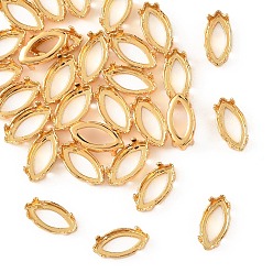 Настоящее золото 18K Оправы для браслетов Shegrace из латуни со стразами, лошадиный глаз , без свинца, без кадмии и без никеля, реальный 18 k позолоченный, 12x6x4.5 мм, отверстие : 0.9 мм