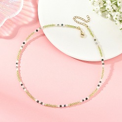 Peridot Natural Peridot Faceted Round Beaded Necklaces, Golden, 15.35 inch(39cm)