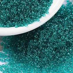 (RR2405) Transparent Teal Miyuki runde Rocailles Perlen, japanische Rocailles, (rr 2405) transparente Krickente, 15/0, 1.5 mm, Bohrung: 0.7 mm, ca. 5555 Stk. / Flasche, 10 g / Flasche