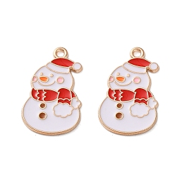 Снеговик Подвески из эмали и сплава, Новогодняя тема, золотой свет, снеговик, 26x15.5x1.2 мм, отверстие : 1.8 мм