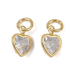 Настоящее золото 18K Латунные микро проложить кубического циркония подвески, сердце прелести, с целью перехода в кольце, долговечный, без кадмия и без свинца, стойки покрытие, реальный 18 k позолоченный, 12x9.5x5 мм, отверстие : 3 мм
