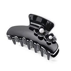 Черный Ацетат целлюлозы с пластиковыми жемчужными заколками-клочьями, цветок, чёрные, 90 мм