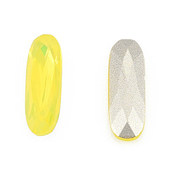 Citrine K9 Glass Rhinestone Cabochons, Pointed Back & Back Plated, Faceted, Oval, Citrine, 15x5x3mm