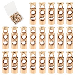 Золотой 20шт. замки из сплава пружинного шнура, застежка-кнопка с двойным отверстием на шнурке, аксессуары для одежды, золотые, 2.2x0.7x0.7 см, отверстие : 4 мм