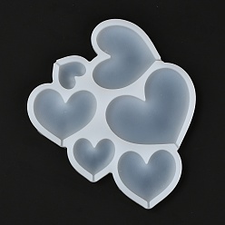 White Food Grade DIY Silicone Molds, Fondant Molds, Baking Molds, Chocolate, Candy, Biscuits, UV Resin & Epoxy Resin Jewelry Making, heart, White, 165x135x7mm